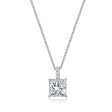 Crislu Platinum Plated Sterling Silver Princess Cut Cubic Zirconia Solitaire 16-18-inch Pendant Supply