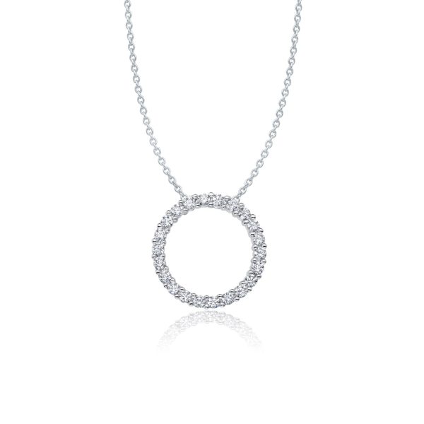 Crislu Platinum Plated Sterling Silver Cubic Zirconia 18-inch Circle Pendant Sale