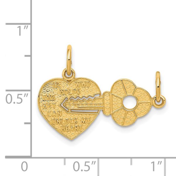 14KT Yellow Gold 19X23MM Break-Apart Heart Key Charm on Sale