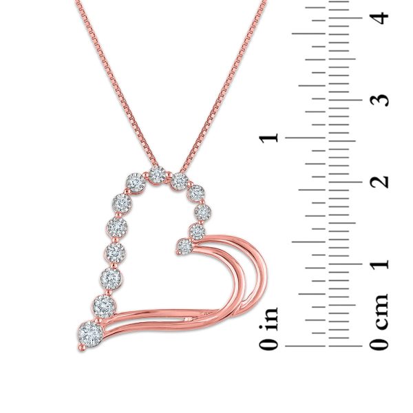 EcoLove 1 4 CTW Lab Grown Diamond 18-inch Heart Pendant in Rose Gold Plated Sterling Silver Sale