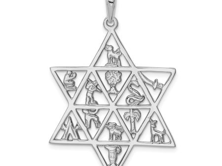 14KT White Gold 45X29MM Star Of David Pendant. Chain Not Included Online Sale