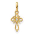 14KT Yellow Gold Cubic Zirconia Childrens Fancy Cross Pendant. Chain Not Included Cheap