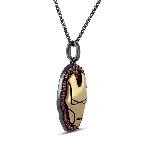 Marvel™ Fine Jewelry 18-inch Iron Man Pendant with Garnet in Sterling Silver Hot on Sale