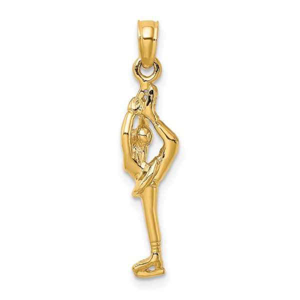 10KT Yellow Gold 21X6MM Three Dimensional Figure Skater Charm For Discount