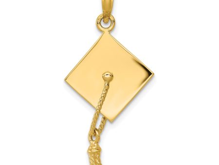 14KT Yellow Gold 30X15MM Graduation Cap Charm. Chain not Included Hot on Sale