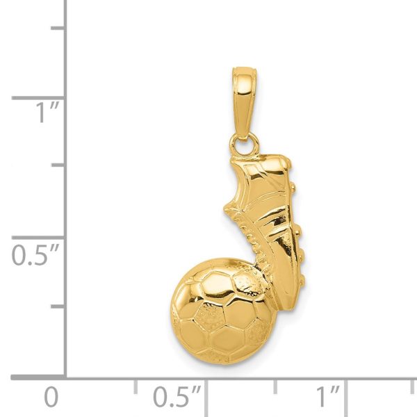 14KT Yellow Gold 25X13MM Soccer Ball & Shoe Pendant-Chain Not Included Cheap