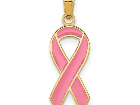 14KT Yellow Gold 23X13MM Awareness Ribbon Pendant-Chain Not Included For Sale