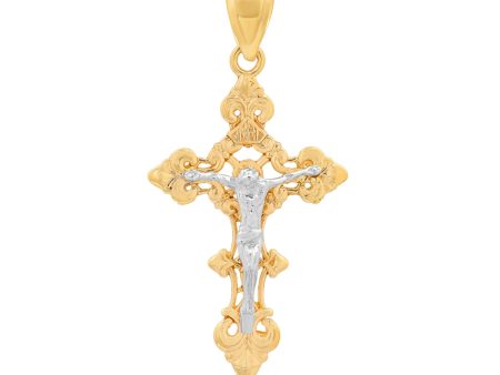 Roberto Martinez 14KT White and Yellow Gold 46X23MM Crucifix Cross Pendant. Chain Not Included Online Hot Sale