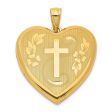 Gold Plated Sterling Silver Cross Heart Locket Ash Holder Pendant. Chain Not Included on Sale