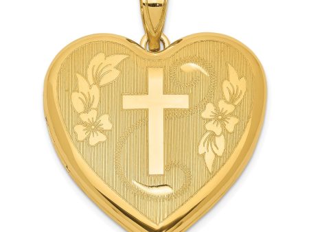 Gold Plated Sterling Silver Cross Heart Locket Ash Holder Pendant. Chain Not Included on Sale