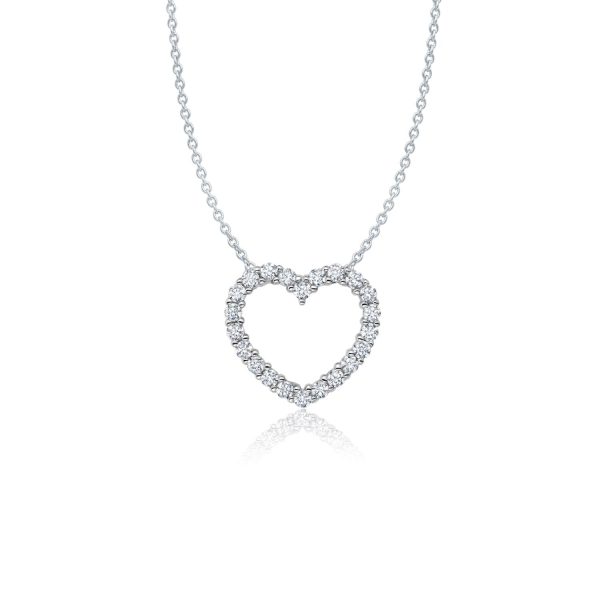 Crislu Platinum Plated Sterling Silver Cubic Zirconia 18-inch Heart Pendant For Sale