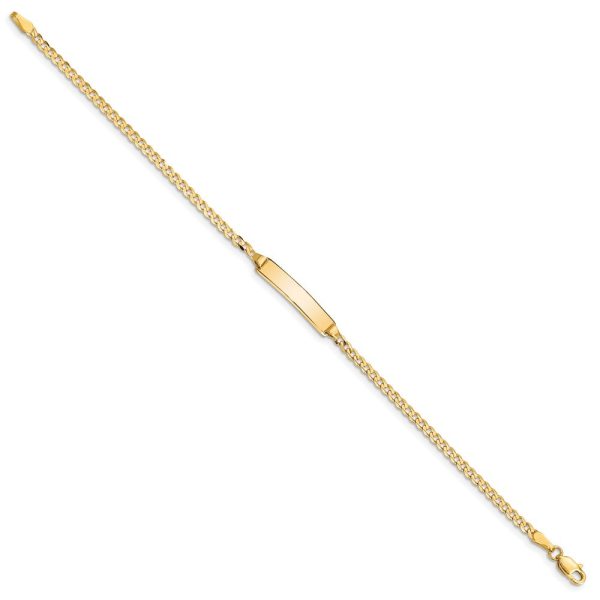 14KT Yellow Gold 8-inch 5MM Lobster Clasp Curb ID Bracelet Hot on Sale