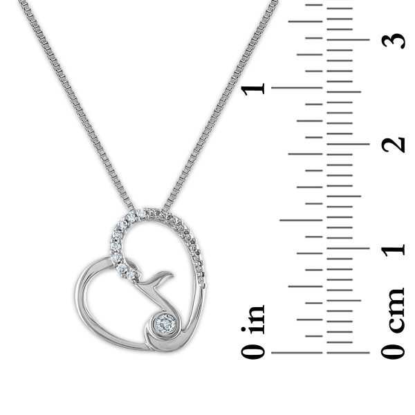 LoveSong 1 14 CTW Diamond Heart Fashion 18-inch Pendant in Rhodium Plated Sterling Silver Online Sale