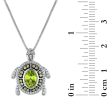 7X5MM Oval Peridot and White Sapphire Fashion Turtle 18-inch Pendant in Rhodium Plated Sterling Silver Hot on Sale