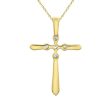 10KT Yellow Gold Diamond 18X12MM 18-inch Diamond Accent Cross Pendant For Sale