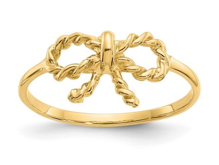 14KT Yellow Gold Bow Ring; Size 6 Online now