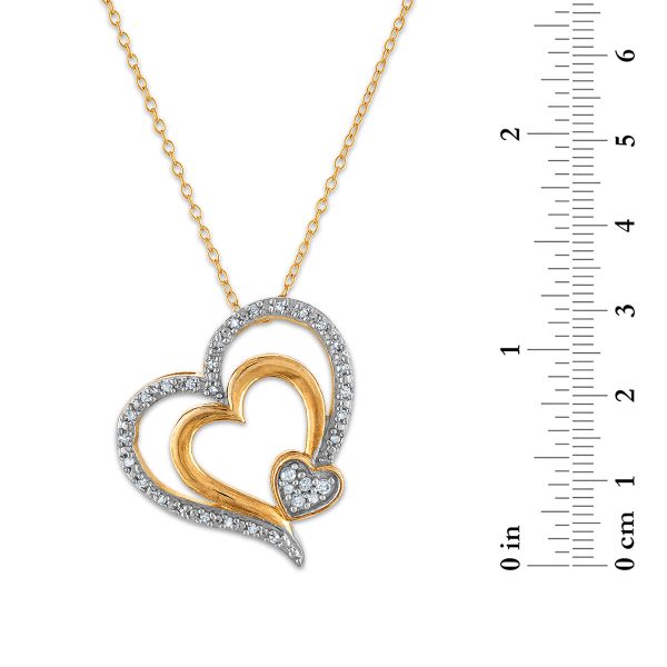 Diamond Accent 18-inch Heart Pendant in Yellow Gold-Plated Sterling Silver Fashion