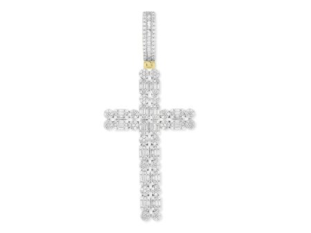 10KT Yellow Gold 1-1 2 CTW Diamond 62X27MM Cross Pendant. Chain Not Included Sale