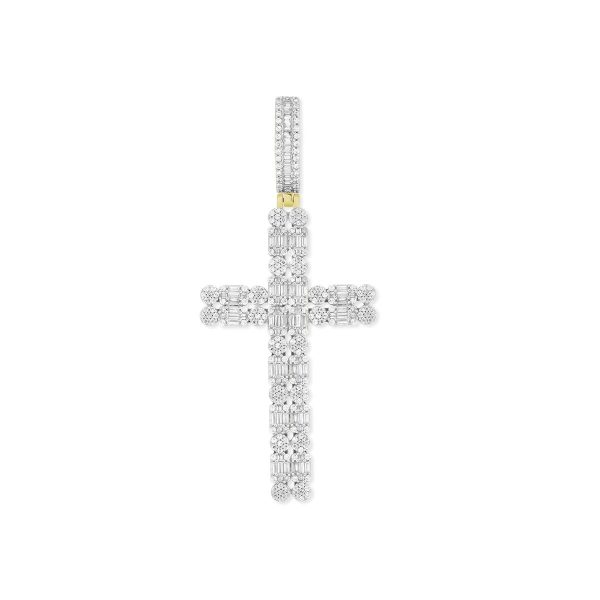 10KT Yellow Gold 1-1 2 CTW Diamond 62X27MM Cross Pendant. Chain Not Included Sale