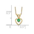 14KT Yellow Gold 3MM Round Emerald 15-inch Childrens Birthstone Pendant For Cheap