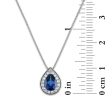 7X5MM Pear Ceylon Sapphire and White Sapphire Halo 18-inch Pendant in Rhodium Plated Sterling Silver Cheap