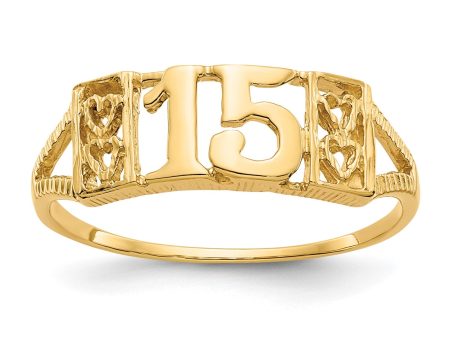 14KT Yellow Gold Quinceanera Ring; Size 7 Sale