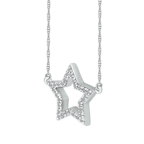 Diamond Accent 18-inch Star Necklace in Sterling Silver Fashion