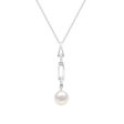 8.5X9MM Round Pearl and White Sapphire 18-inch Pendant in Sterling Silver Online now