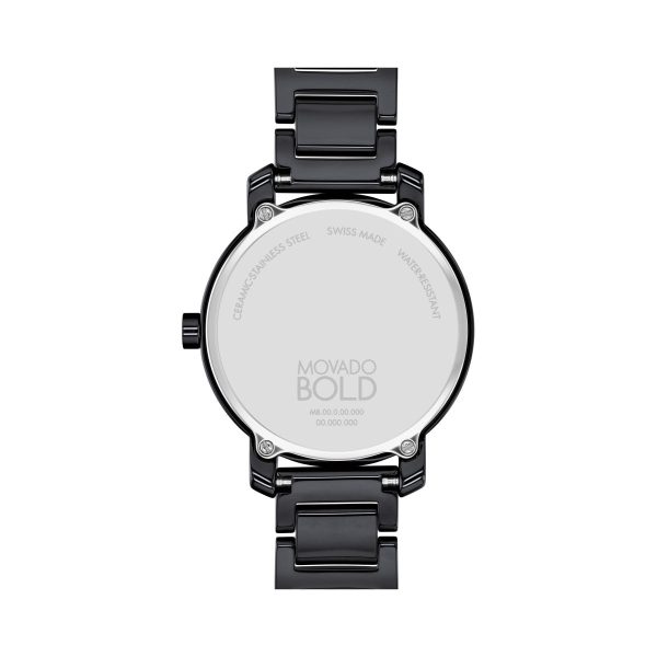 Movado BOLD Evolution Black Ceramic Watch with 34MM Crystal Dot Dial. 3601235 Sale