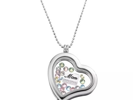 Stainless Steel and Crystals Heart Locket Hot on Sale