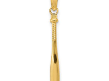 14KT Yellow Gold 25X2MM Three Dimensional Baseball Bat Pendant. Chain not Included Sale