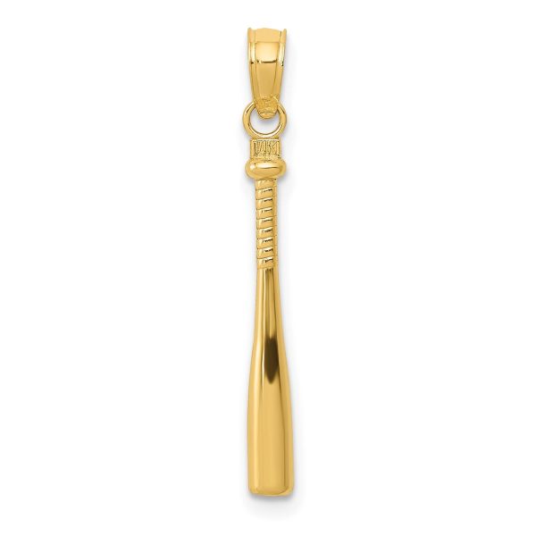 14KT Yellow Gold 25X2MM Three Dimensional Baseball Bat Pendant. Chain not Included Sale