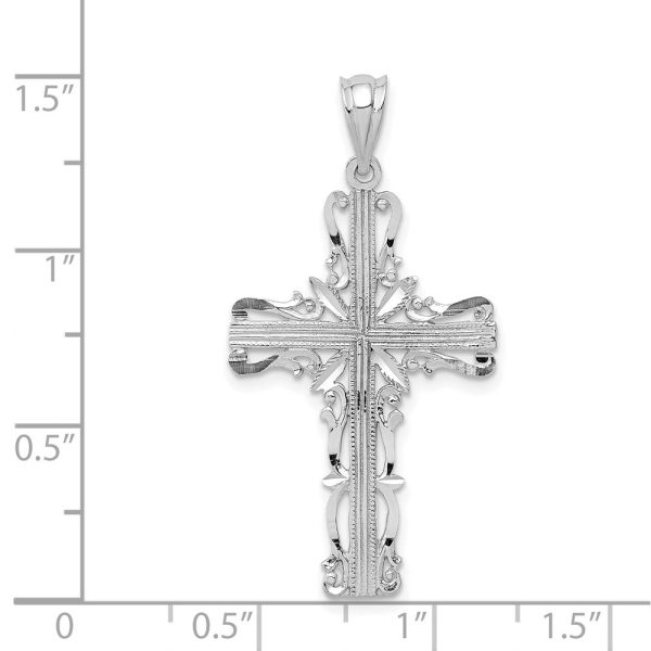 14KT White Gold 36X19MM Cross Pendant-Chain Not Included on Sale