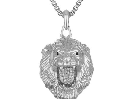 Bulova Marc Anthony Collection Sterling Silver and 1 5 CTW Diamond Lion Pendant For Sale