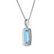 Red Hot Deal  15X7MM Cushion Swiss Blue Topaz and Sapphire Halo 18-inch Pendant in Sterling Silver Online now