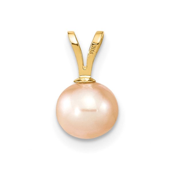 6X7MM Round Pearl Pendant in 14KT Yellow Gold. Chain not Included on Sale