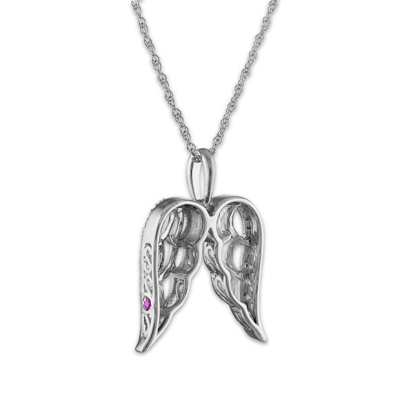 LoveSong 1 12 CTW Diamond Angel Wings 18-inch Pendant in Sterling Silver For Discount