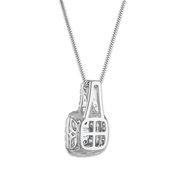 Signature 3 4 CTW Diamond Halo Cushion 18-inch Pendant in 14KT White Gold For Discount