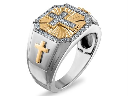 EcoLove 1 4 CTW Lab Grown Diamond Cross Ring in Two-Tone Sterling Silver Fashion