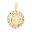 14KT White and Yellow Gold 32X22.6MM Religious Virgin Mary Pendant. Chain Not Included Online Sale