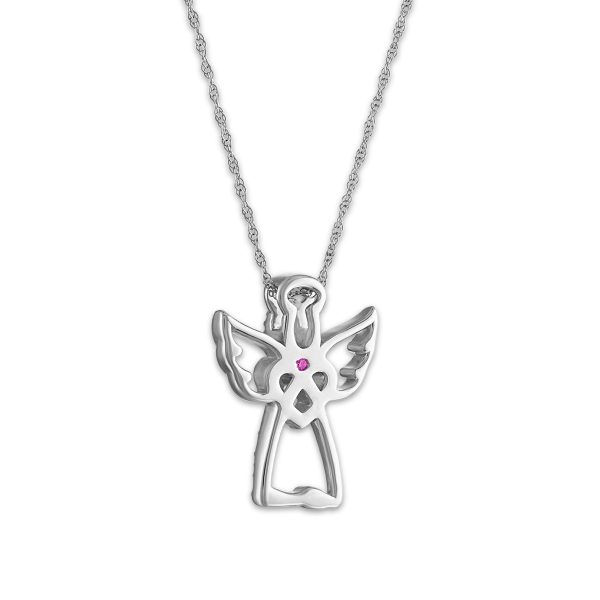 LoveSong 1 10 CTW Diamond Angel Heart 18-inch Pendant in Sterling Silver Cheap