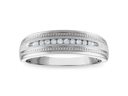 1 10 CTW Diamond Wedding Ring in 10KT White Gold For Sale