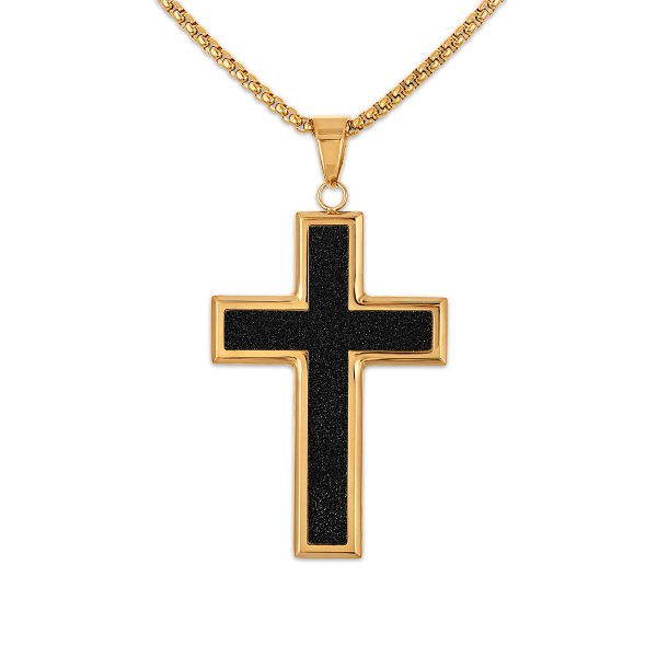 King by Simone I Smith Yellow Stainless Steel 24-inch Cross Pendant For Cheap