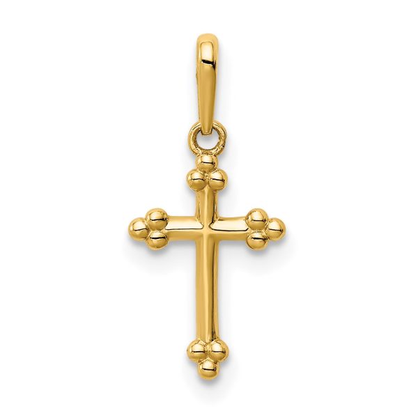 14KT Yellow Gold Childrens Cross Pendant. Chain Not Included For Cheap