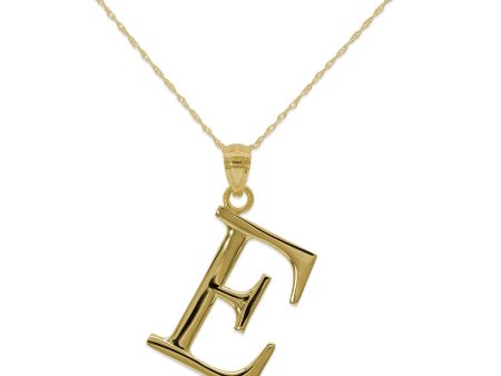 10KT Yellow Gold 18-inch 30MM Initial Pendant; Initial E Discount