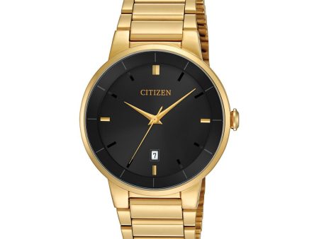 Citizen 40MM Black Dial and Goldtone Stainless Steel Bracelet Quartz Watch. BI5012-53E Cheap