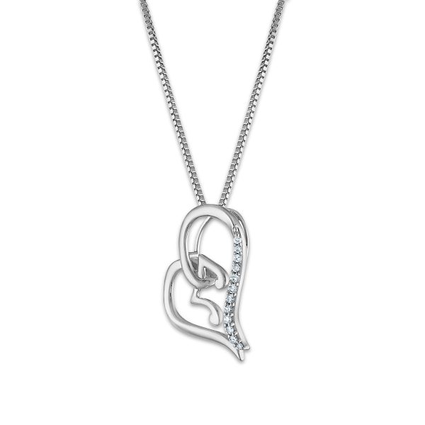 LoveSong Diamond Accent Heart 18-inch Pendant in Rhodium Plated Sterling Silver Discount