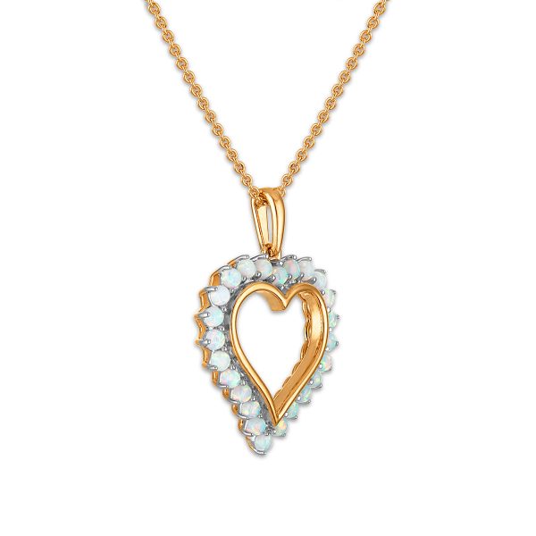 2MM Round Opal 18-inch Heart Pendant in Yellow Gold Plated Sterling Silver Supply