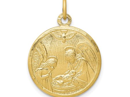 10KT Yellow Gold 25X19MM Baptism Charm. Chain not Included Supply