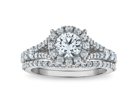 LoveSong EcoLove 2 CTW Lab Grown Diamond Halo Bridal Set in 10KT White Gold Hot on Sale